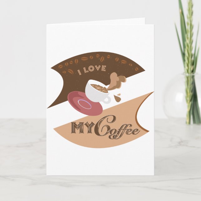 Cartão Eu Amo Meu Café Retro Java (Frente)