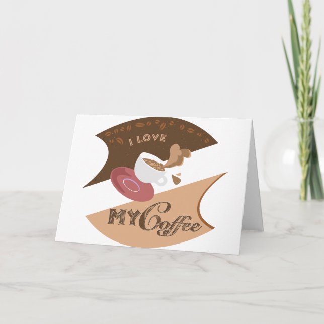 Cartão Eu Amo Meu Café Retro Java (Frente)