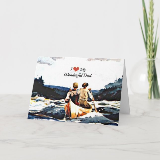 Cartão Eu Amo Meu Maravilhoso Pai, Canoa nas Corredeiras (Frente)