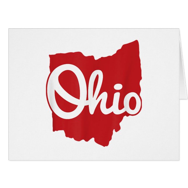 Cartão Eu Amo Meu Ohio Home Script Ohio (Frente horizontal)