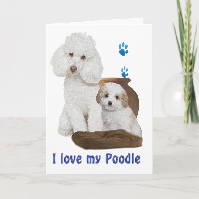 Cartão Eu amo meu Poodle (Frente)