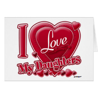 Cartão Eu amo meu vermelho das filhas - coração