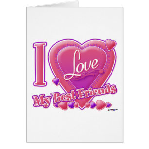 Cartão Eu Amo Meus Melhores Amigos Rosa/Púrpura - Coraçõe
