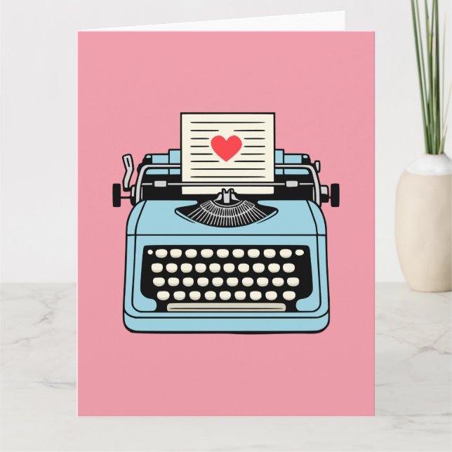 Cartão Eu amo minha máquina de escrever (Frente)