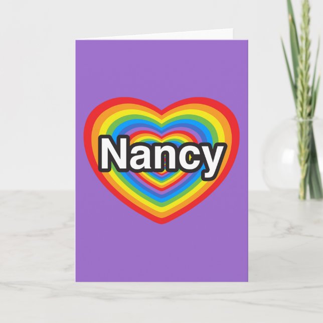 Cartão Eu amo Nancy. Eu te amo, Nancy. Coração (Frente)
