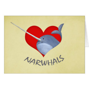 Cartão Eu amo Narwhals