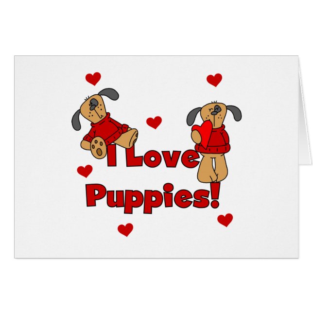 Cartão Eu amo o camiseta e os presentes dos filhotes de (Frente Horizontal)