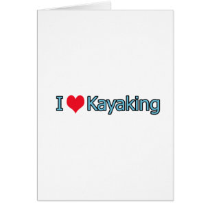 Cartão Eu amo o logotipo Kayaking