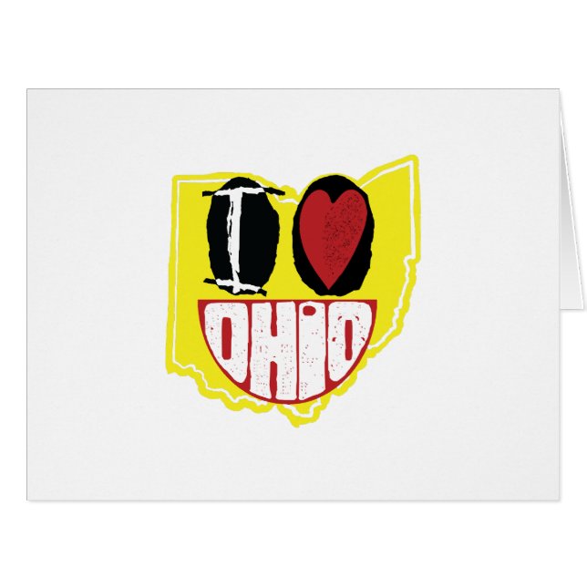 Cartão Eu Amo Ohio Sorrindo De Rosto Feliz (Frente horizontal)