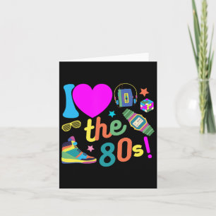 Cartão Eu Amo Os Anos 80 Roupa de Festa Retrô Divertida d