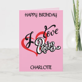 Cartão Eu Amo Paris. Editável