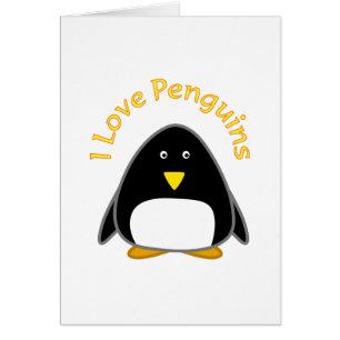 Cartão Eu amo pinguins
