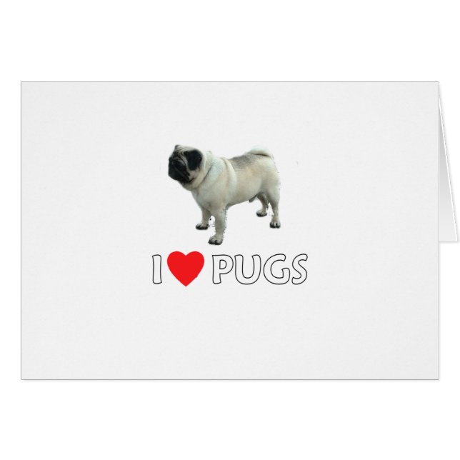 Cartão Eu amo Pugs (Frente Horizontal)