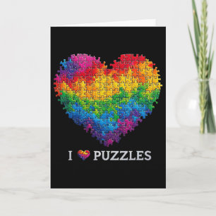 Cartão Eu Amo Puzzles Quebra-Cabeça Coração Arco-Íris Par