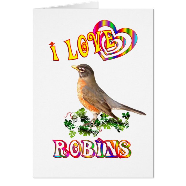 Cartão Eu amo robins (Frente)