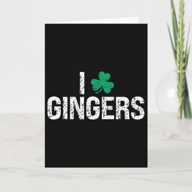 Cartão Eu Amo Ruivas Trevo de Shamrock St. Patrick (Frente)