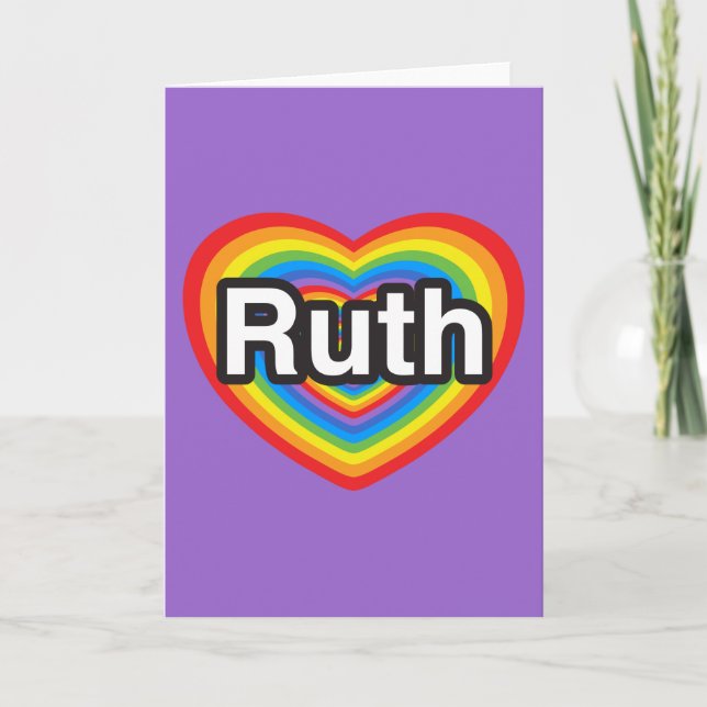 Cartão Eu amo Ruth. Eu te amo Ruth. Coração (Frente)