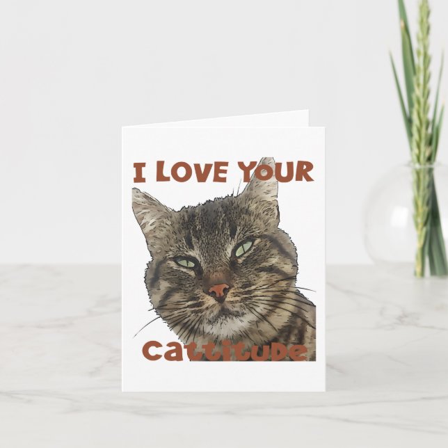 Cartão Eu Amo Seu Cattitude Fun Pun Citação (Frente)