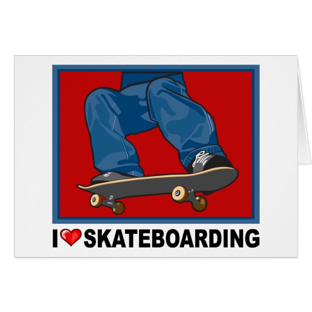 Cartão Eu amo Skateboarding (Frente Horizontal)