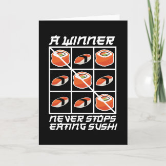 Cartão Eu Amo Sushi Japonês Comendo Sushi
