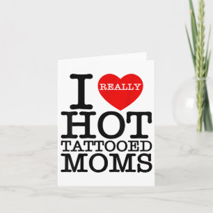 Cartão Eu Amo Tatuagens Quentes Mães Coração Vermelho Eng