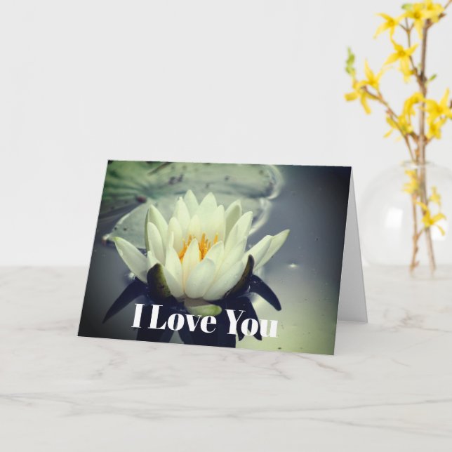 Cartão Eu Amo Você Água Lily Flor Personalizada (Flor Amarela)