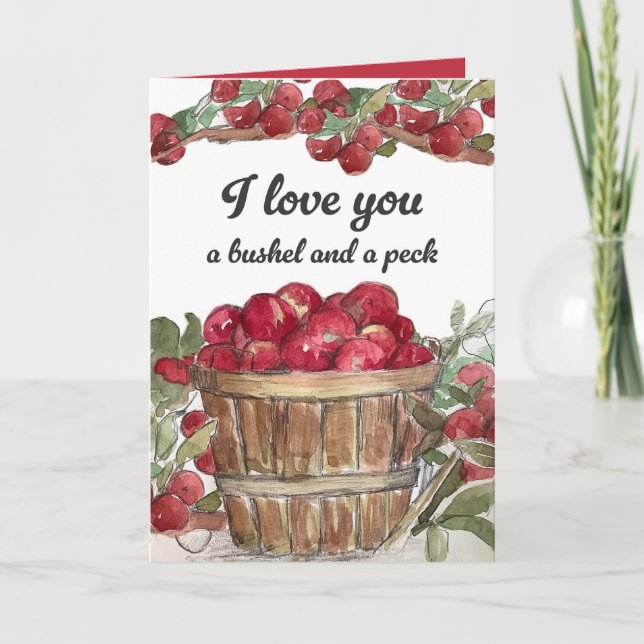 Cartão Eu Amo Você Alqueire E Peck Maçãs Fruta (Frente)