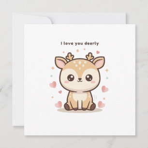 Cartão Eu Amo Você Cute Puchi Dōshi Deer Natal