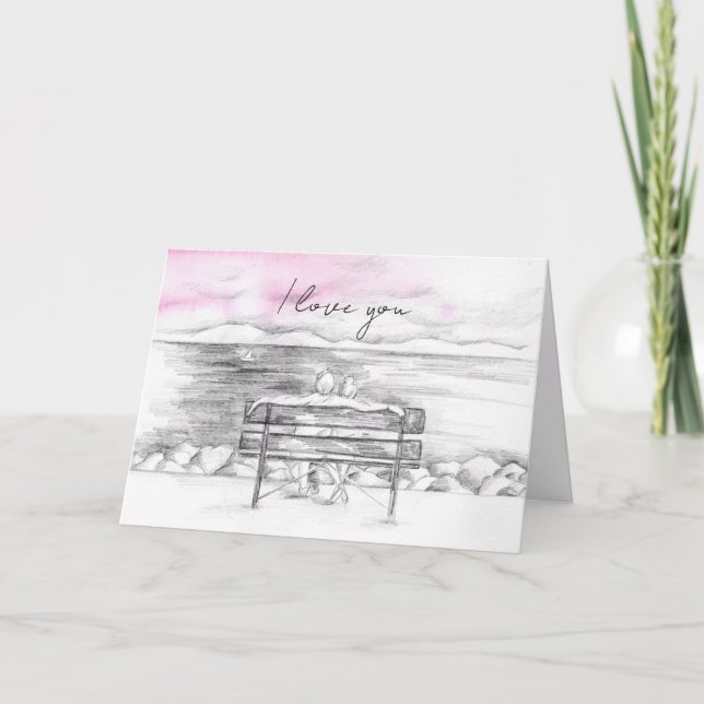 Cartão Eu Amo Você Dia de os namorados Lago Casal Navegan (Frente)