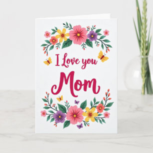 Cartão Eu Amo Você Flor Carta de Arte Mamãe