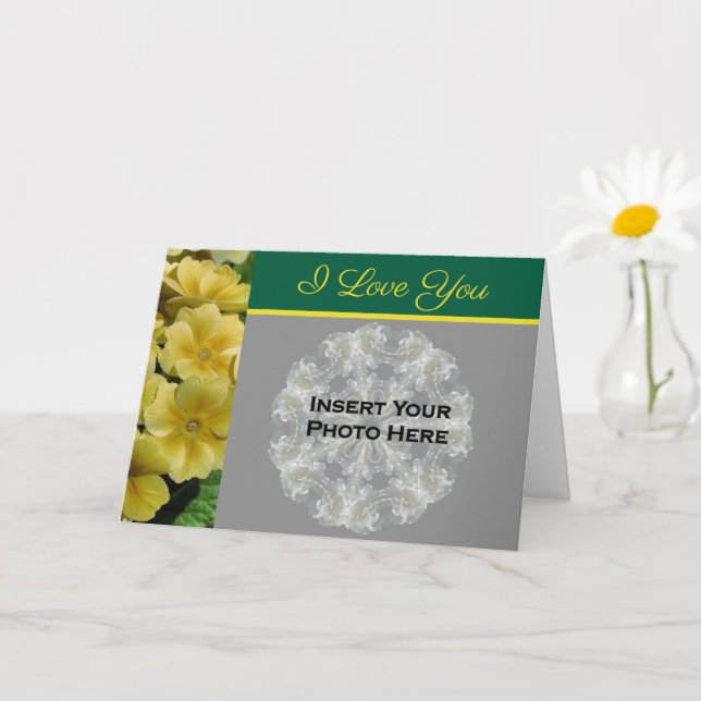 Cartão Eu Amo Você Flores Primaveras Foto Personalizada  (Planta pequena)
