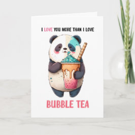 Cartão Eu amo você mais do que bubble tea kawaii panda