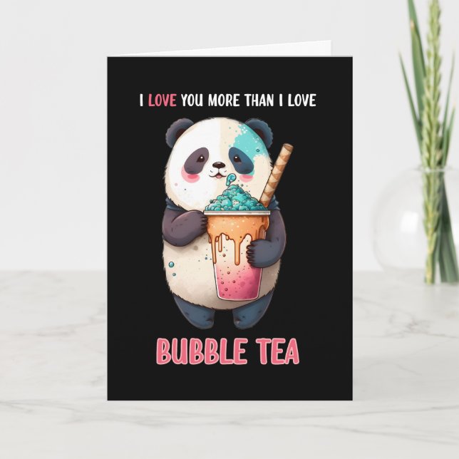 Cartão Eu amo você mais do que chá bubble tea boba panda  (Frente)