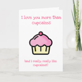 Cartão Eu amo você mais do que cupcakes! Feliz Aniversári
