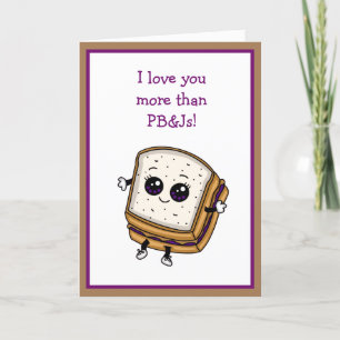 Cartão Eu amo você mais do que PB&J