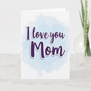 Cartão Eu Amo Você Mamãe Carta de Texto Roxo