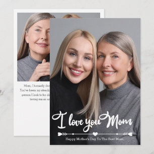 Cartão Eu Amo Você Mamãe Personalizado Duas Fotos Dia das