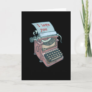 Cartão Eu Amo Você Máquina de Escrever Retro Antiga Escri