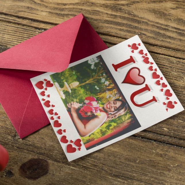 Cartão Eu amo você no dia dos namorados foto vermelha (Criador carregado)