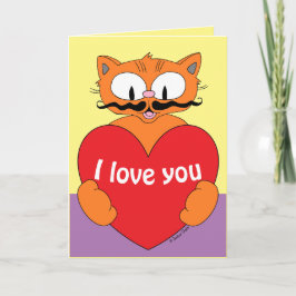 Cartão Eu Amo Você Valentim Gatinho Fofo Romântico Cartoo
