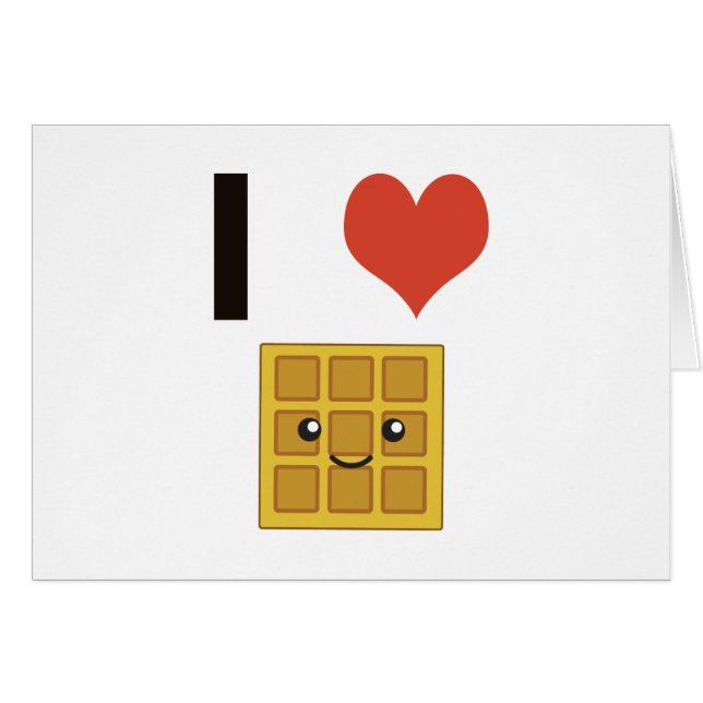 Cartão Eu amo Waffles (Frente horizontal)
