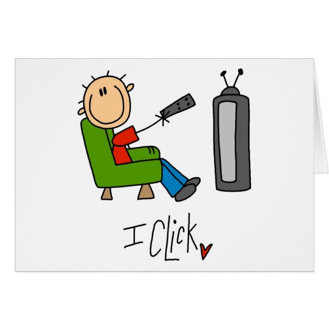 Cartão Eu clico t-shirt e presentes do viciado da tevê (Frente Horizontal)