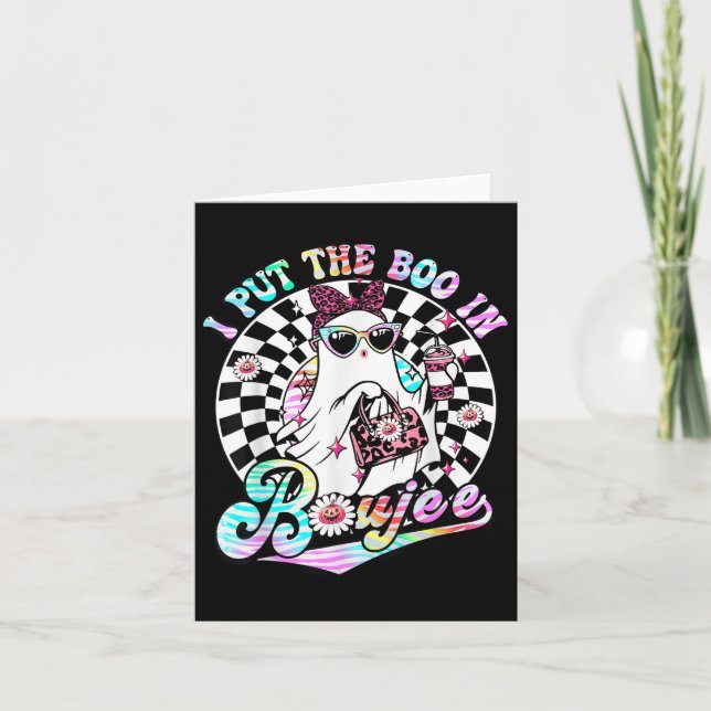 Cartão Eu Coloquei O Boo Em Boujee Fantasma Zebra Leopard (Frente)