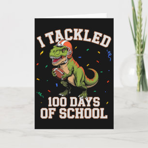 Cartão Eu Enfrentei 100 Dias De Escola Dino T-rex Pé Infa