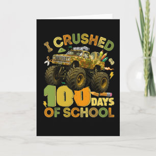 Cartão Eu Esmaguei 100 Dias de Caminhão Monstro na Escola