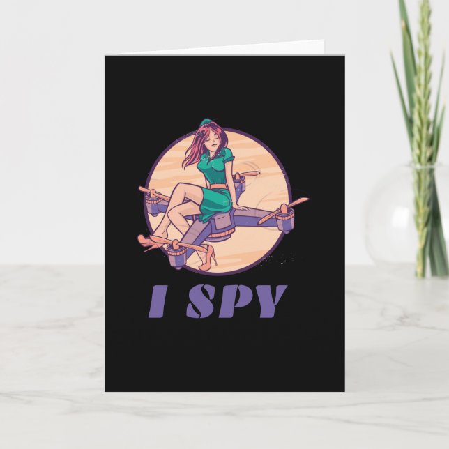 Cartão Eu Espiono Drone Espião Para Meninas (Frente)