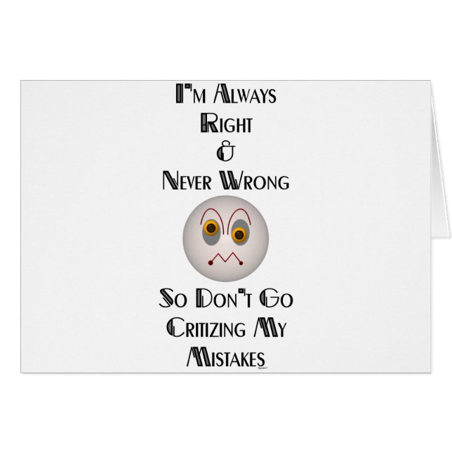 Cartão Eu estou sempre certo (Frente Horizontal)