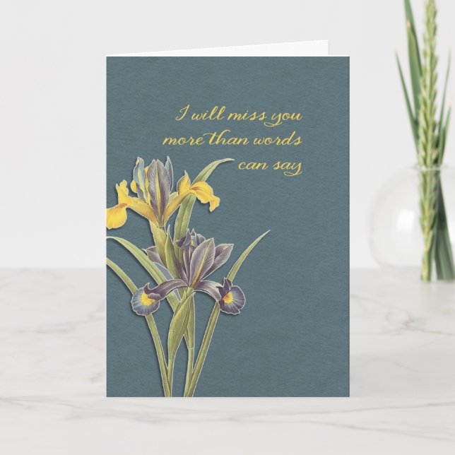 Cartão Eu faltá-lo-ei, hospício, final adeus (Frente)