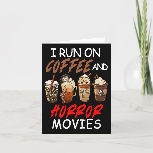 Cartão Eu Funciono Com Café E Filmes De Terror Assustador (Frente)