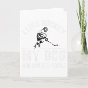 Cartão Eu Gosto de Hockey Meu Cachorro E Talvez 3 Pessoas